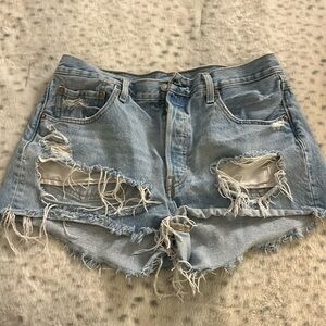 Levi’s ripped jean shorts